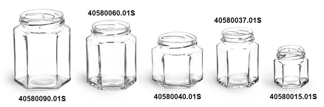 SKS Bottle & Packaging - Clear Glass Jars, Clear Glass Hexagon Jars w ...