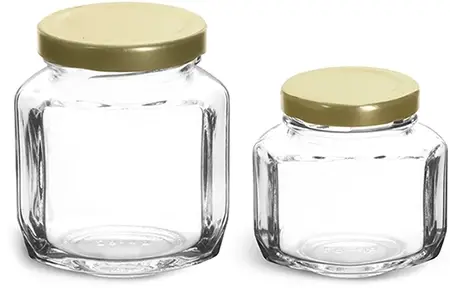 4oz Clear Glass Jar With Brushed Gold Lid for Creams, Skincare and