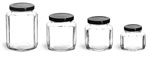Clear Glass Oval Hexagon Jars
w/ Black Metal Lug Caps
