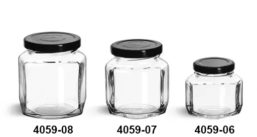 9oz Clear Glass Jars (Black Lug Cap) - 12/Case, Clear Type III 70 mm