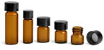 Amber Glass Vials w/ Black Phenolic PV Lined Caps