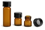 Glass Vials, Amber Glass Vials w/ Black Phenolic PV Lined Caps