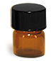 1/3 dram Amber Glass Vials w/ Black Phenolic Cone Lined Caps