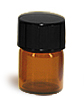 1/2 dram Amber Glass Vials w/ Black Phenolic Cone Lined Caps