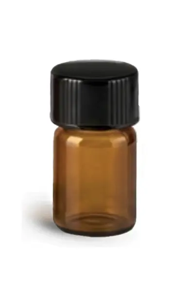 5/8 dram Amber Glass Vials w/ Black Phenolic Cone Lined Caps
