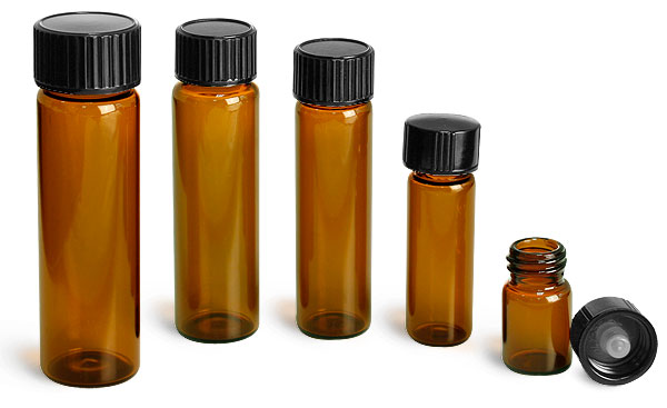 Amber Glass Vials
w/ Black Cone Lined Caps