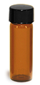 1 dram Amber Glass Vials w/ Black Phenolic Cone Lined Caps