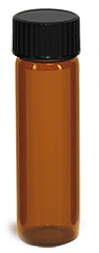 4 dram Amber Glass Vials w/ Black Phenolic Cone Lined Caps