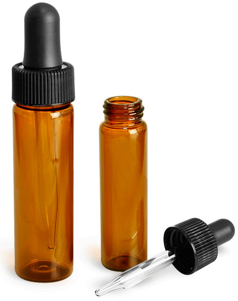 
Amber Glass Vials
w/ Black Bulb Glass Droppers