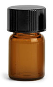 5/8 dram Amber Glass Vials w/ Black Phenolic PV Lined Caps & Orifice Reducers