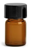 5/8 dram Amber Glass Vials w/ Black Phenolic PV Lined Caps & Orifice Reducers