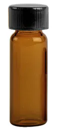 1 dram Amber Glass Vials w/ Black Phenolic PV Lined Caps & Orifice Reducers