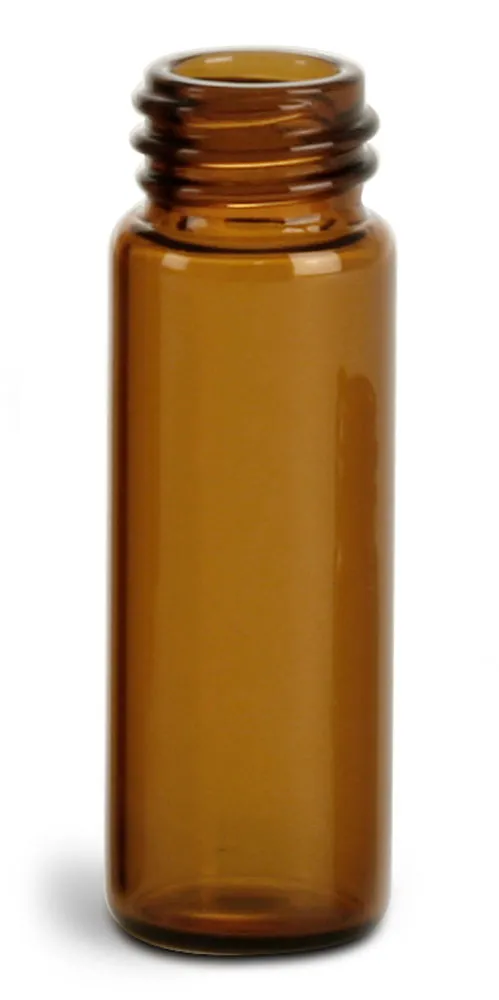 1 dram Amber Glass Vials  (Bulk), Caps Not Included