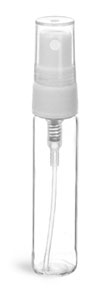 Glass Vials, Clear Glass Vials w/ White Sprayers and Clear Overcaps