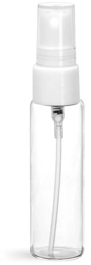 5 ml 5 ml Glass Vials, Clear Glass Vials w/ White Smooth Sprayers & Overcaps