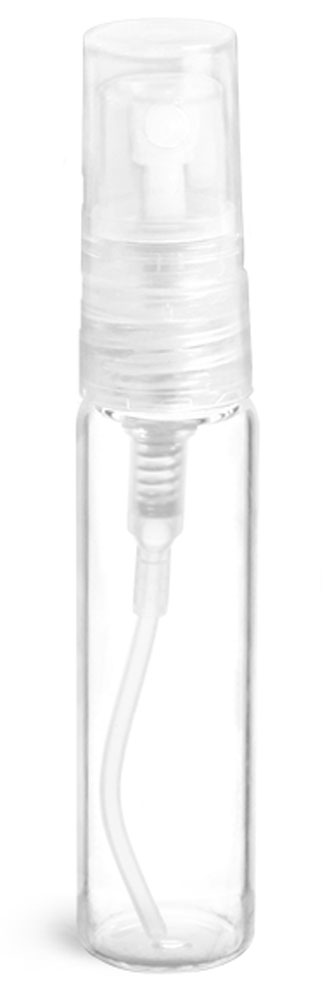 5 ml Clear Glass Vials w/ Natural Sprayers & Overcaps