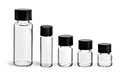 Clear Glass Vials w/ Black Phenolic PV Lined Caps