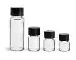 Glass Vials, Clear Glass Vials w/ Black Phenolic PV Lined Caps