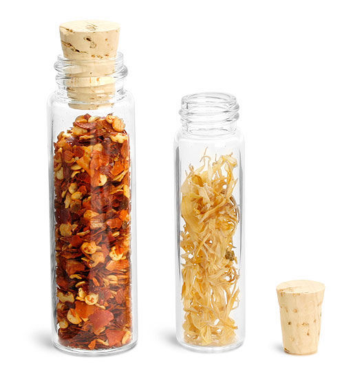 2 Dram Clear Glass Vials w/ Cork Closures