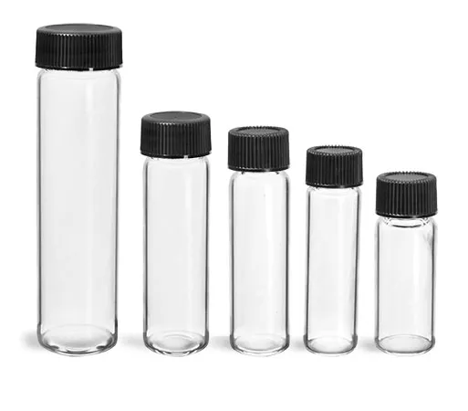 5/8 Dram CLEAR Glass Vial with Screw Caps Pack of 144 