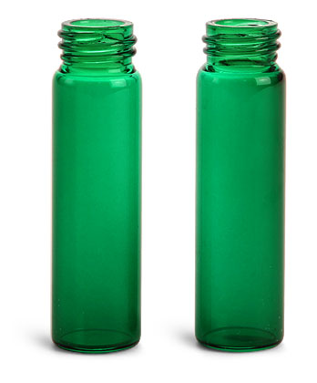 Green Sprayed Glass Vials (Bulk), Caps NOT Included