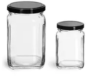 Clear Clear Glass Candle Jars w/ Glass Flat Pressed Lids