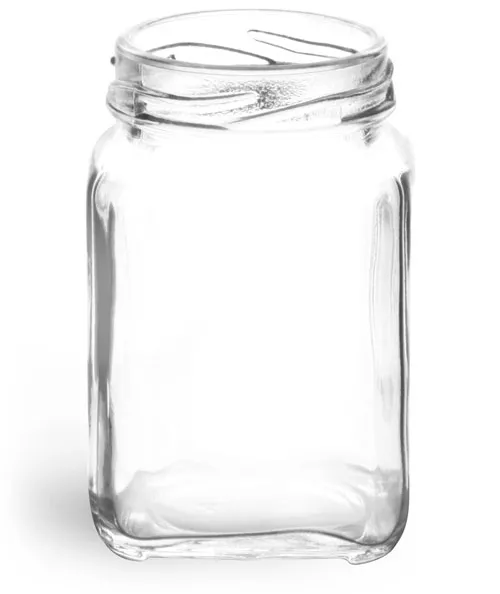 3.75 oz  Clear Glass Square Jars (Bulk), Caps Not Included