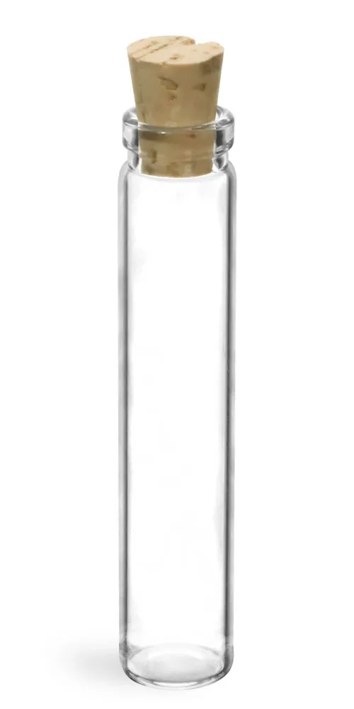 1 dram Clear Lip Glass Vials w/ Cork Stoppers