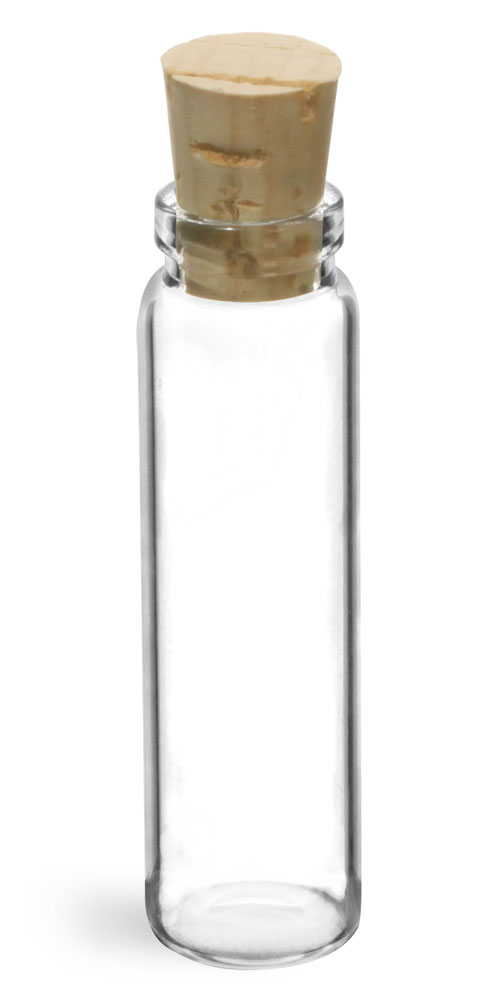 2 dram Clear Lip Glass Vials w/ Cork Stoppers