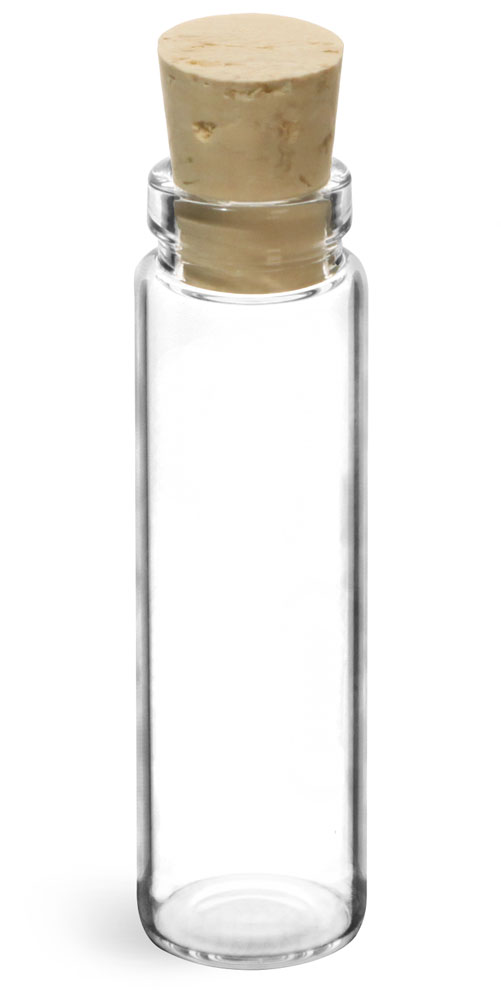 3 dram Clear Lip Glass Vials w/ Cork Stoppers