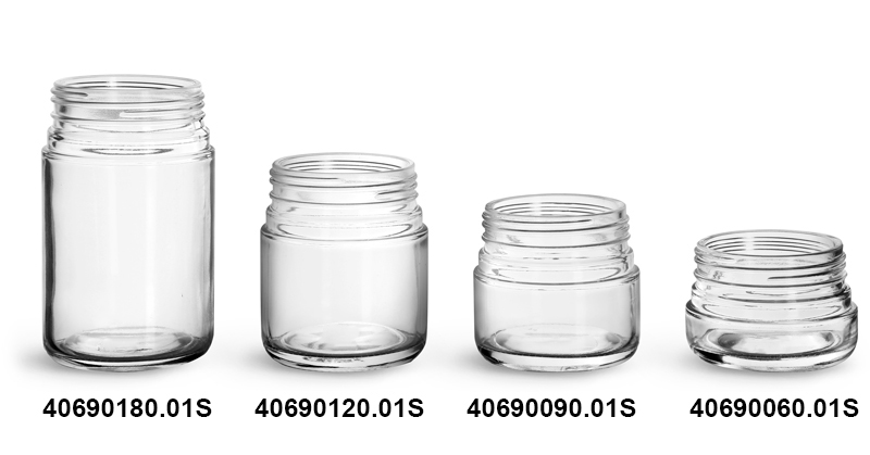 SKS Bottle & Packaging - Glass Jars, Clear Glass Child Resistant Wide ...