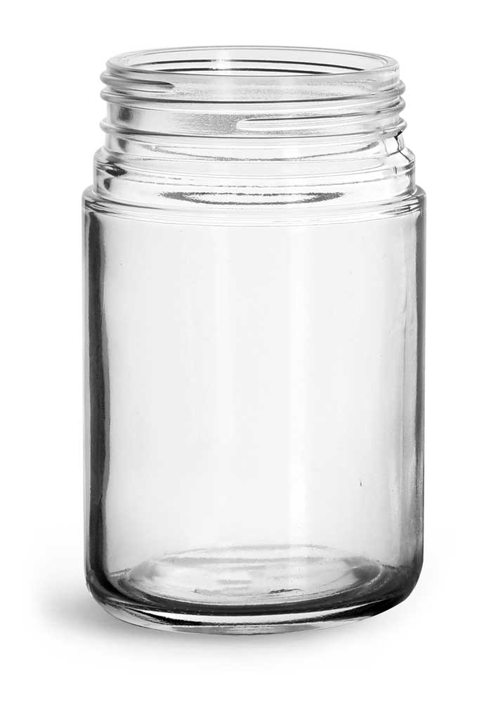 180 ml Glass Jars, Clear Glass Child Resistant Wide Mouth Jars (Bulk), Caps Not Included