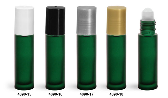 Download Sks Bottle Packaging Glass Bottles Green Frosted Glass Roll On Containers W Pe Balls And Polypropylene Caps