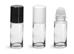 Clear Glass Roll On Containers w/ Ball and Caps