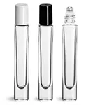 Clear Glass Roll on Bottles w/ Balls and Caps