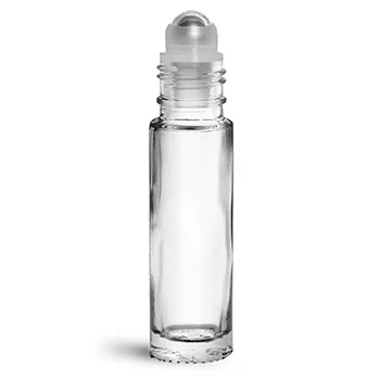 Clear Glass Roll On Bottles w/ Metal Balls and Polypropylene Caps