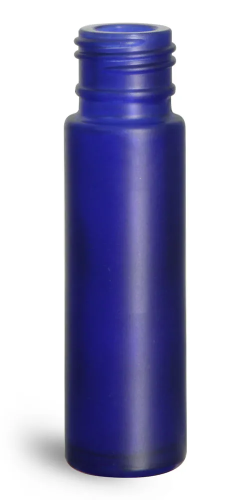 0.35 oz Glass Bottles, Blue Frosted Glass Roll On Containers (Bulk), Caps NOT Included