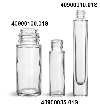 Glass Bottles, Clear Glass Roll On Containers (Bulk) Caps NOT Included