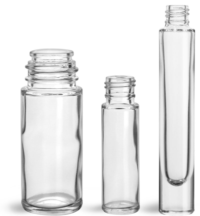 Glass Bottles, Clear Glass Roll On Containers (Bulk) Caps NOT Included