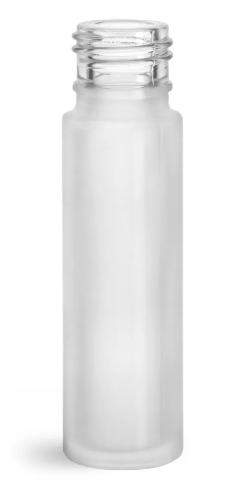 0.35 oz Glass Bottles, Clear Frosted Glass Roll On Containers (Bulk), Caps NOT Included