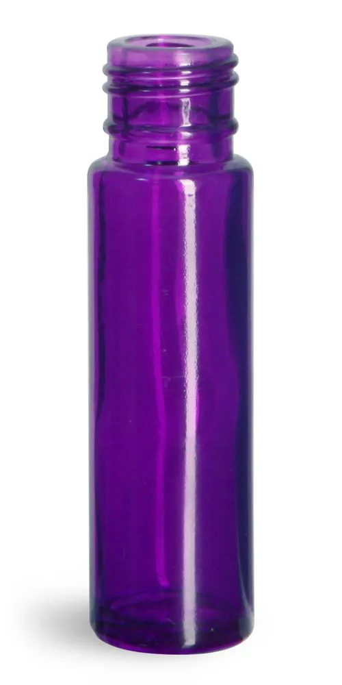 0.35 oz Glass Bottles, Purple Glass Roll On Containers (Bulk) Caps NOT Included