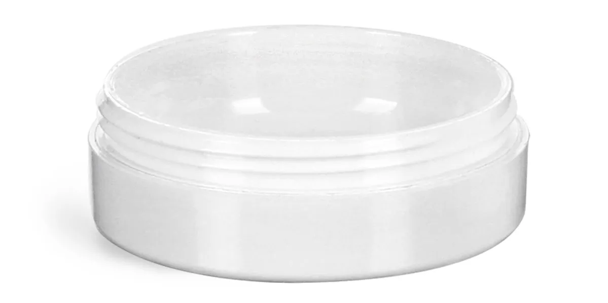 1/2 oz Plastic Jars, White Urea Cosmetic Containers (Bulk), Caps NOT Included