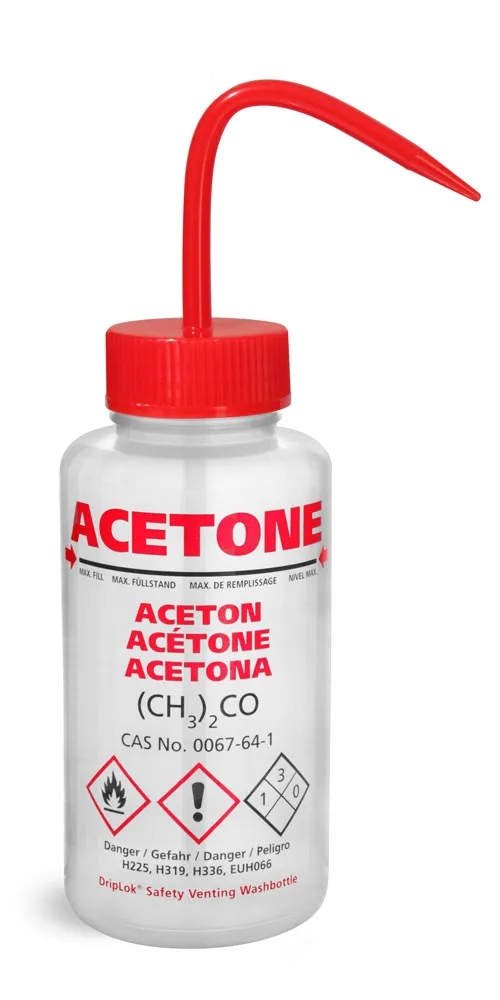 500 ml - D. Acetone Solvent Venting Wash Bottles