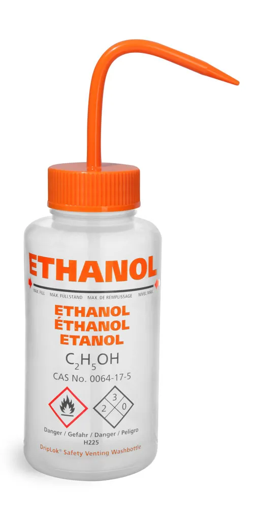 500 ml - B. Ethanol Solvent Venting Wash Bottles