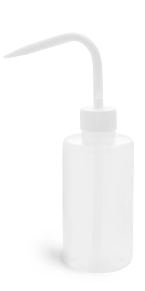 C. 8 oz Natural LDPE Wash Bottles w/ White Caps