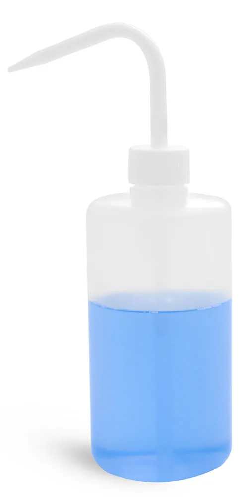 D. 16 oz Natural LDPE Wash Bottles w/ White Caps