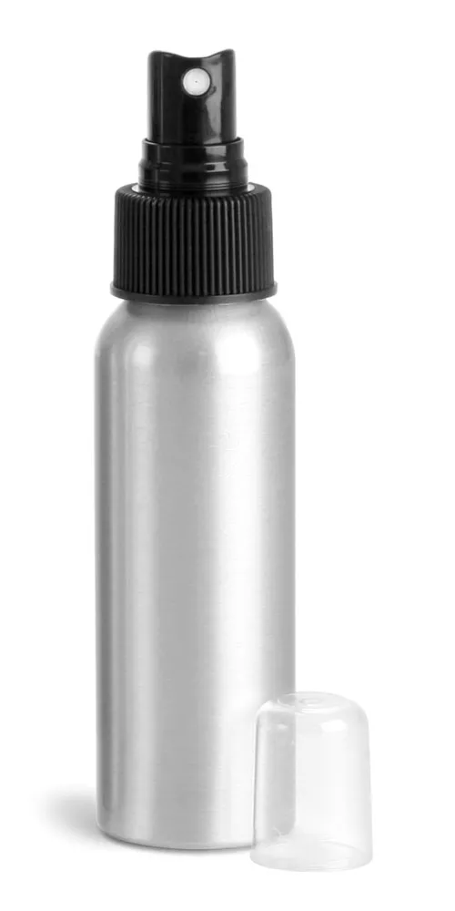 80 ml Aluminum Bottles w/ Black Fine Mist Sprayers