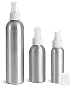 Metal Containers, Aluminum Bottles w/ White Fine Mist Sprayers