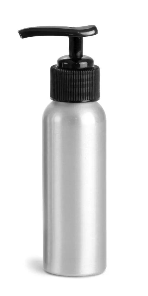 80 ml Aluminum Bottles w/ Black Lotion Pumps