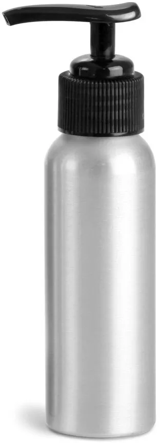 120 ml Aluminum Bottles w/ Black Lotion Pumps